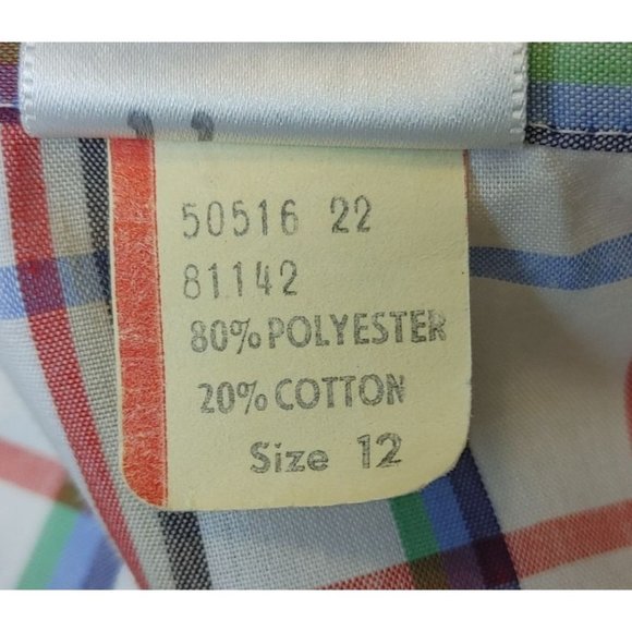 KORET Womens 12 Red Blue Checkered Ruffle Front Button Up Shirt Ruffle Sleeves - Picture 4 of 4